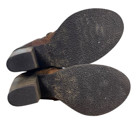 Steve Madden Raleighh Cognac Leather High Chunky Heel Boots Booties Shoes sz 8 - Picture 14 of 16